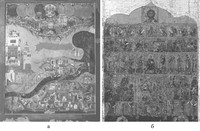 Рис. 2 а,б. Икона «Видение пономаря Тарасия», Новгород,  вторая половина XVI в. Фрагмент и общий вид (Игнашина Е. В., Комарова Ю. Б.  Русская икона XI–XIX вв. …  С. 106. Ил. 61.)