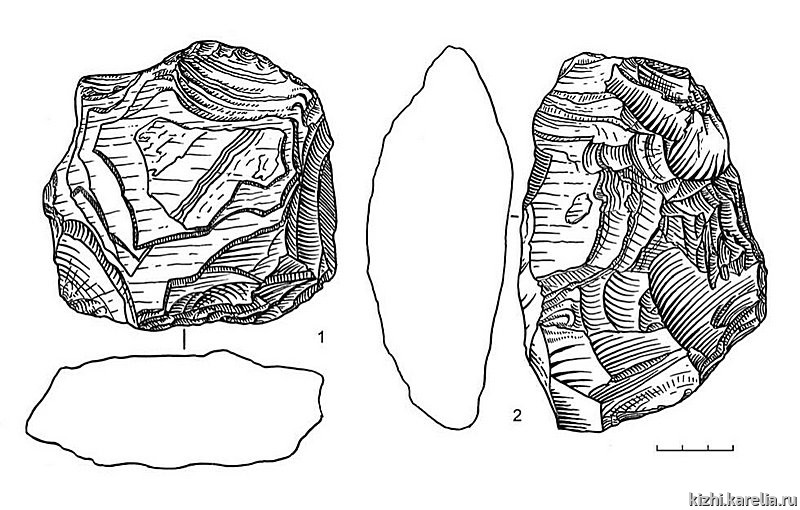 Рис.133. Инвентарь поселения Вожмариха 19: 1–2 – сланец