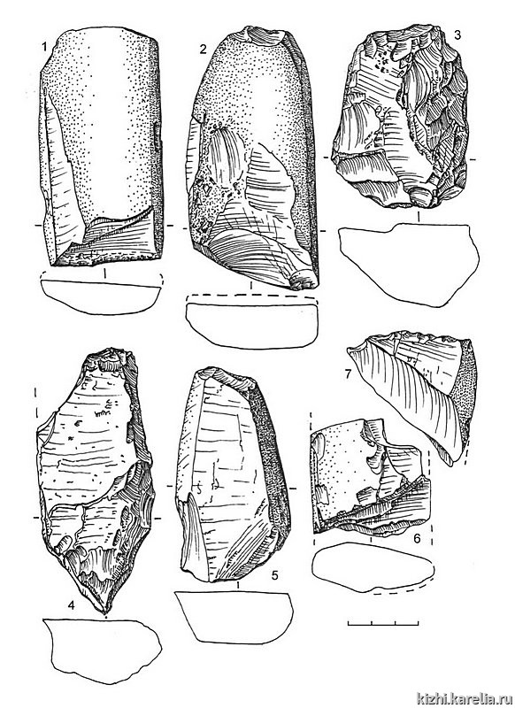 Рис.84. Инвентарь поселения Вертилово 7: 1–7 – сланец