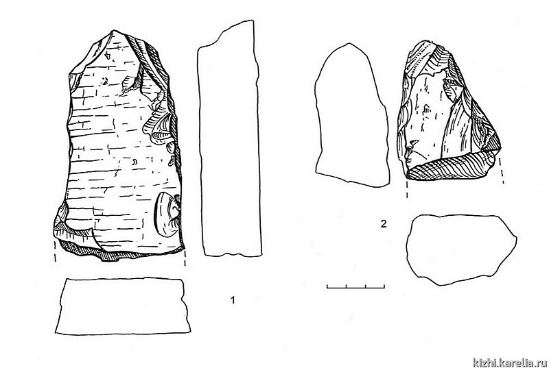 Рис.157. Инвентарь поселения Вожмариха 25: 1–2 – сланец