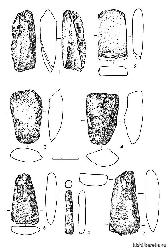 Рис.109. Инвентарь поселения Вожмариха 4 (раскоп 2): 1–7 – сланец