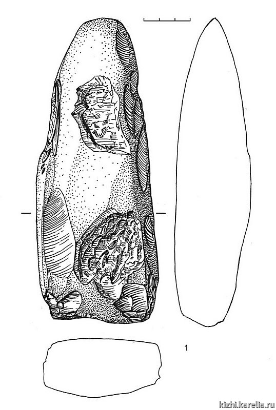 Рис.107. Инвентарь поселения Вожмариха 4 (раскоп 2): 1 – сланец