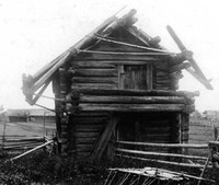 Рис. 2. Старинный ветхий амбар. Лодейнопольский у.  1908 г. Фотография А.А. Баталина. ФРЭМ.  З.П. Малиновской. ФРЭМ.