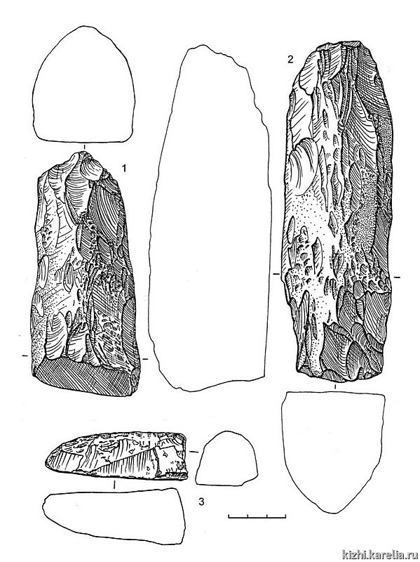 Рис.162. Инвентарь поселения Вожмариха 26: 1–3 – сланец