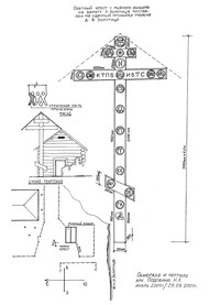 Крест (на удачный промысел тюленя), дер. Верхняя Золотица, Приморский район, XIX в. Научная информация А.Пермиловской, обмеры Н.Подобиной, 2001 г.