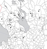 Рис. 1. Ареал топонимов с основой Kiidži(n)-/Кижи(м)-