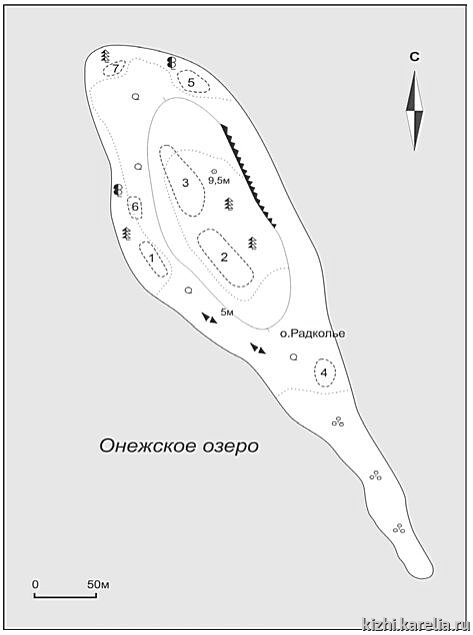 Рис.9. Расположение поселений на о.Радколье