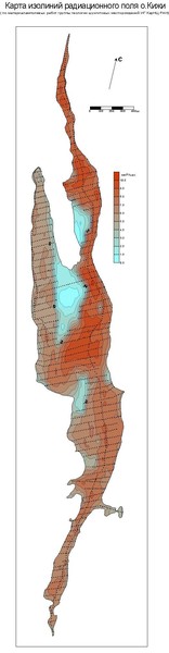 Карта изолиний радиционного поля о.Кижи
