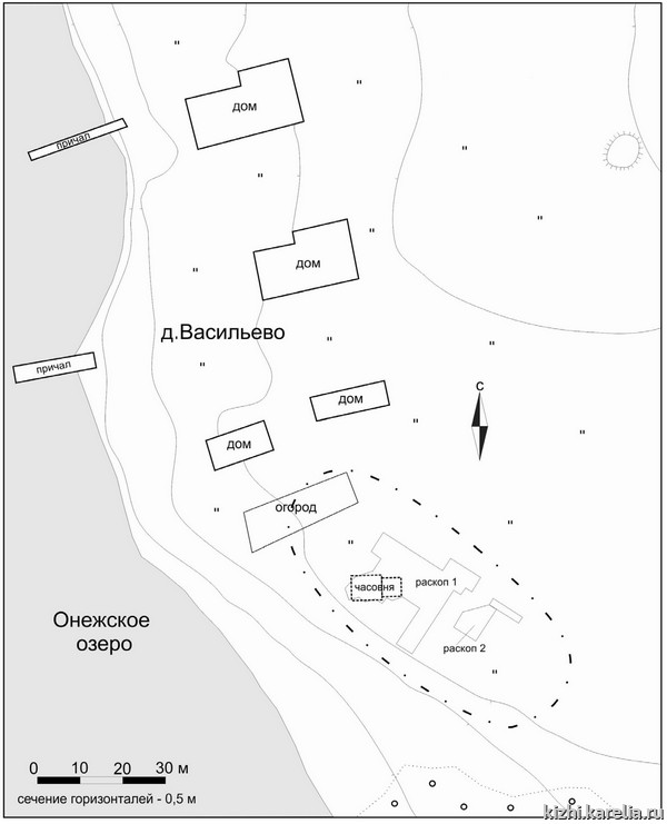 Рис.12. План селища Васильево 2 / Fig.12. Vasil'evo 2 site. Plan