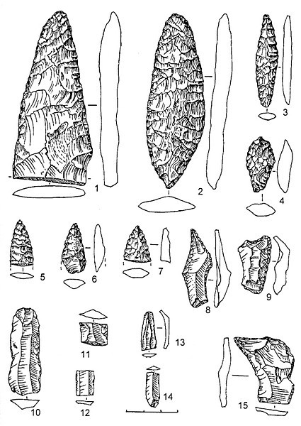 Рис.4. Кремневый инвентарь поселения Воицкое II